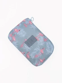 1入組便攜旅行現代火烈鳥和葉子圖案旅行收纳包適合旅行 - 霧霾藍 - 查看 2