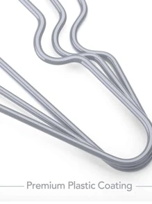 10pcs Anti-slip Plastic Coated Clothes Hangers, Adult Hanger For Home Dorm Laundry - Grey - View 5