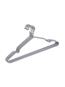 10pcs Anti-slip Plastic Coated Clothes Hangers, Adult Hanger For Home Dorm Laundry - Grey - View 7