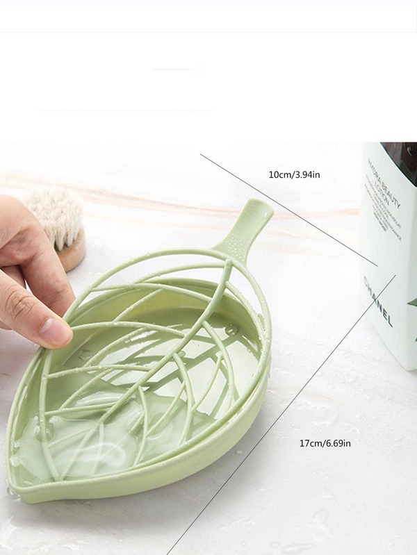 1pc Plastic Soap Dish Holder, Creative Leaf Shaped Soap Dish For