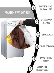 1入組圓形馬圖案地毯現代彩色吸水地墊適用於家居裝飾 - 彩色 - 查看 6