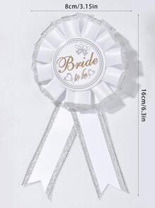 1pc Bridal Shower Party Badge, Simple Letter Graphic Fabric Party Badge For Wedding - Multicolor - View 2