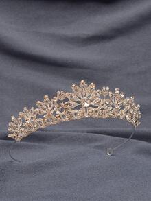 1pc Fashion Crown Shape Glass & Rhinestone Decor Women's Crown Headband For Wedding, Party - Silver - View 2