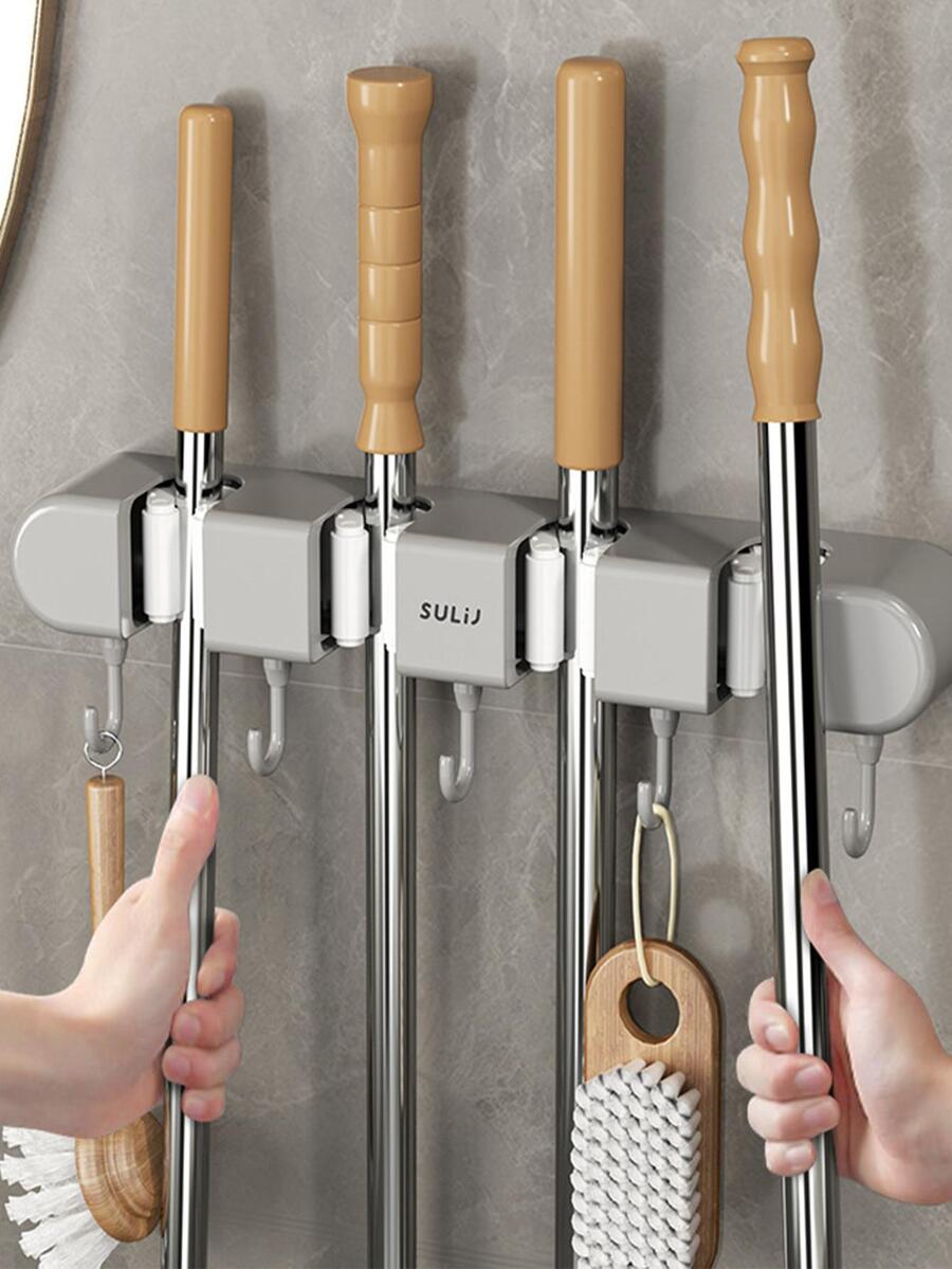 1 Cây Lau Nhà Hình Chữ Cái Giá Đỡ Cây Lau Nhà Đa Năng Bằng Nhựa Hiện Đại Giá Đỡ Cây Lau Nhà Cho Phòng Tắm - Xám - Xem 1