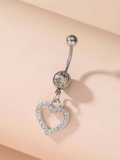 1 pieza Piercing para el ombligo con decoración de cristal y forma de corazón, moda para mujer para la vida diaria, San Valentín