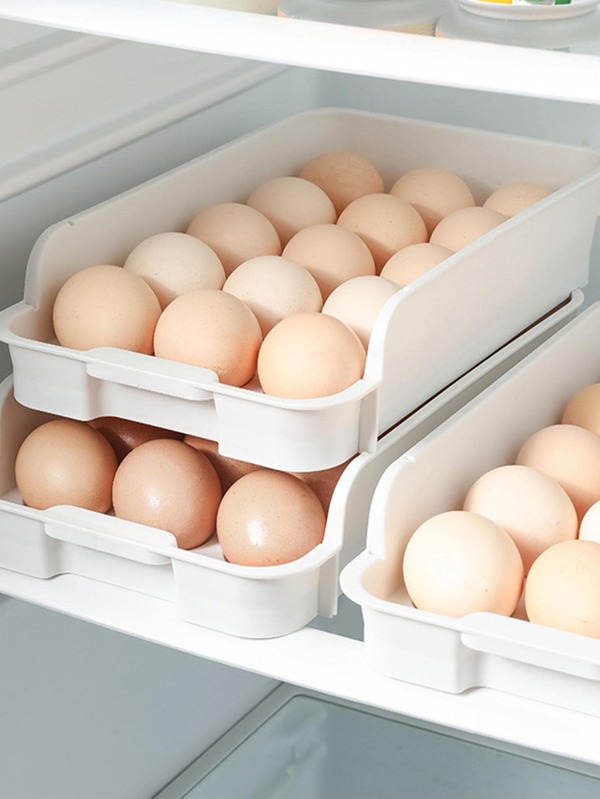 1pc Plain Egg Storage Box, White Plastic Egg Box For Kitchen SHEIN USA
