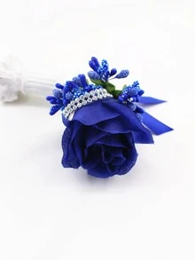 1 Nam Kim Cương Giả Trang Trí Hình Hoa Thời Trang Boutonniere Cho Đám Cưới - Xanh đậm - Xem 5