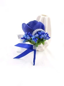 1 Nam Kim Cương Giả Trang Trí Hình Hoa Thời Trang Boutonniere Cho Đám Cưới - Xanh đậm - Xem 6