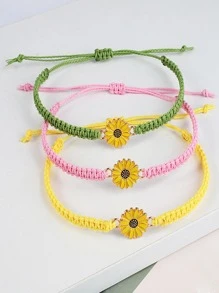 14入组/套時尚纖維向日葵裝飾細繩手鏈適合女士適用於日常 - 彩色 - 查看 1