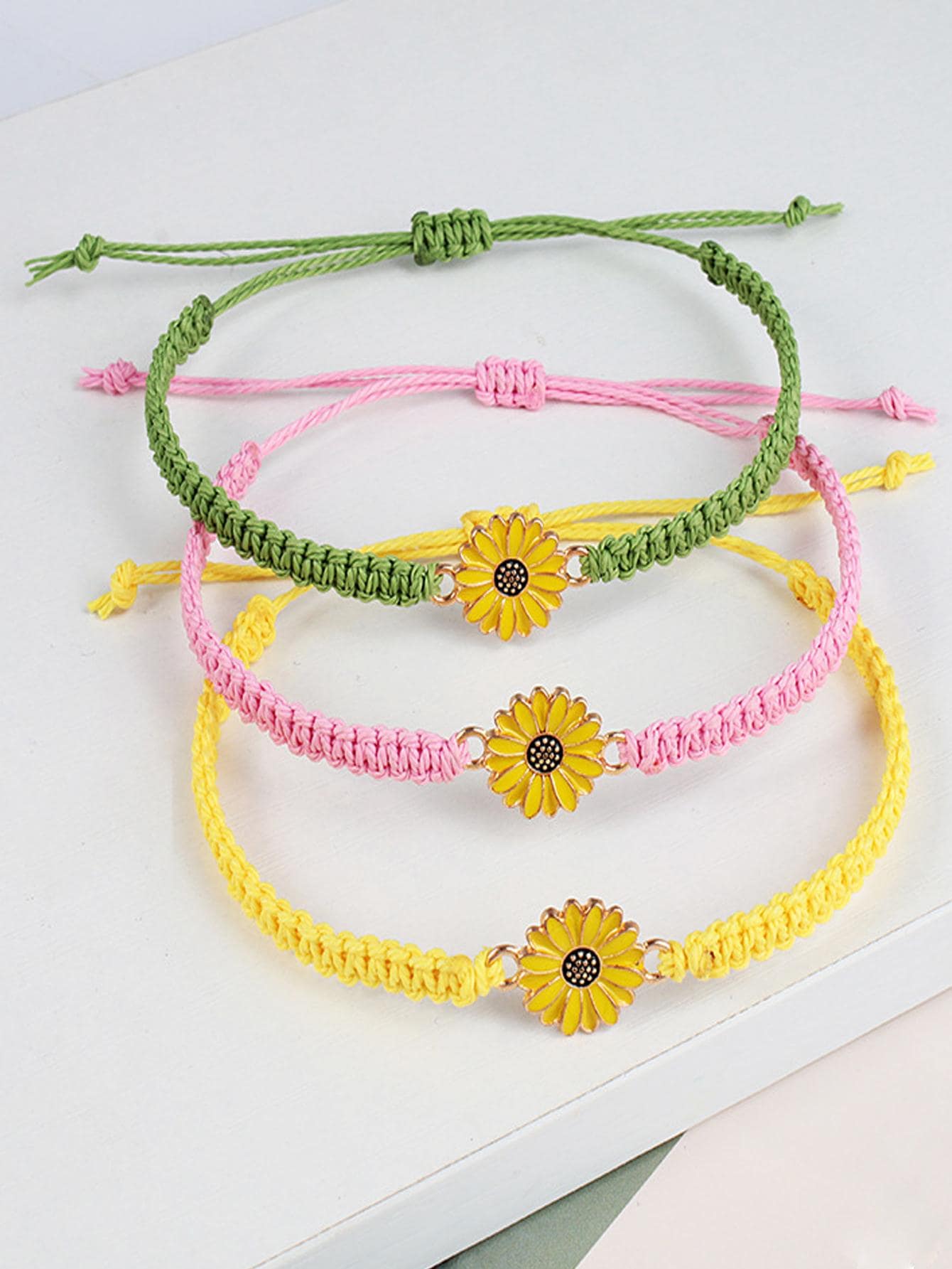 14入组/套時尚纖維向日葵裝飾細繩手鏈適合女士適用於日常 - 彩色 - 查看 1
