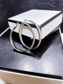 1pair Glamorous Glass Rhinestone Decor Hoop Earrings For Women For Daily Life