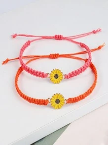 14入组/套時尚纖維向日葵裝飾細繩手鏈適合女士適用於日常 - 彩色 - 查看 5