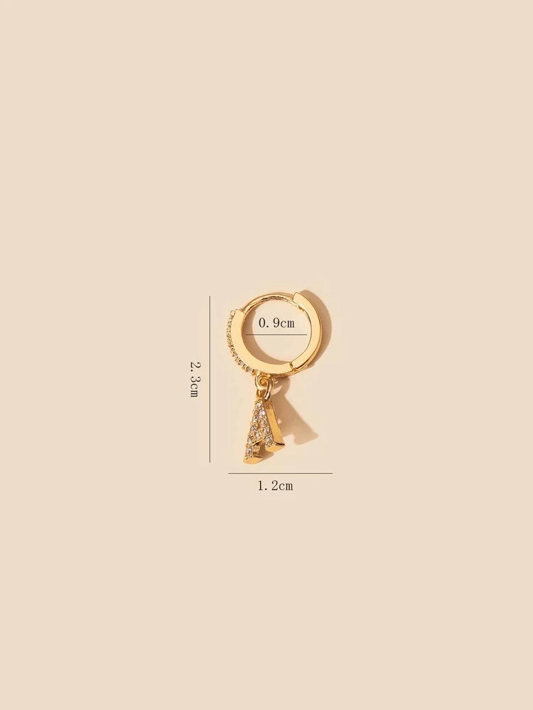 1pc Luxury Copper Alloy Cubic Zirconia Decor Letter Design Drop Earring For Women For Daily Life Copper Jewelry