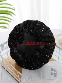 1入組星星圖案浴帽 - 黑色 - 查看 5