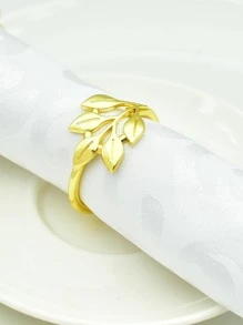 4入組樹葉形狀餐巾環 - 金色 - 查看 4