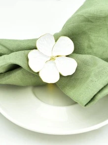 4 piezas Anillo de servilleta con diseño de flor - Blanco - Ver 2