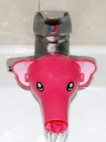 1 pieza elefante de dibujos animados en forma de Grifo dulce rosado de plástico lavarse las manos chapoteo Extensión de grifo para casa - Rosa - Ver 1