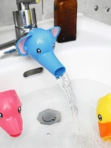 1 pieza elefante de dibujos animados en forma de Grifo dulce rosado de plástico lavarse las manos chapoteo Extensión de grifo para casa - Rosa - Ver 2