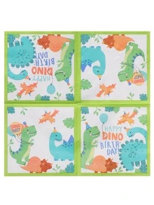 20 chiếc khăn ăn dùng một lần họa tiết khủng long, khăn ăn giấy dùng một lần dễ thương, cho tiệc tùng, giáng sinh - Nhiều màu - Xem 7