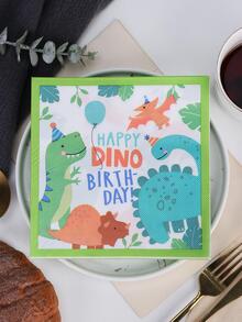 20 chiếc khăn ăn dùng một lần họa tiết khủng long, khăn ăn giấy dùng một lần dễ thương, cho tiệc tùng, giáng sinh - Nhiều màu - Xem 5