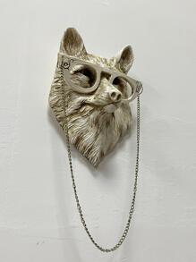 1入組仿真狼頭設計壁掛白色樹脂掛飾用於家居裝飾 - 白色 - 查看 5