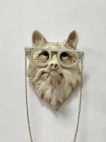 1入組仿真狼頭設計壁掛白色樹脂掛飾用於家居裝飾 - 白色 - 查看 3