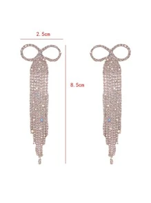 水鑽流蘇耳墜 - 銀色 - 查看 4