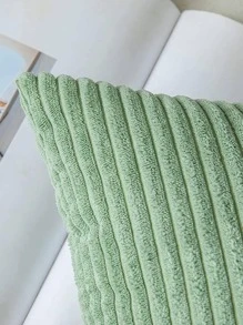 1pc Solid Color Cushion Cover Without Filler, Modern Woven Fabric Throw Pillow Cover For Household - Green - View 4