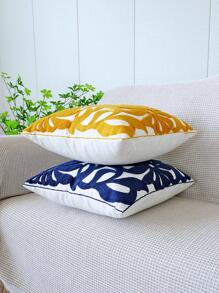 1 Stück Blume Muster, Kissenbezug mit ohne Modern Segeltuch Wurfkissen Bezug für Haushalt - marineblau - Übersicht 3