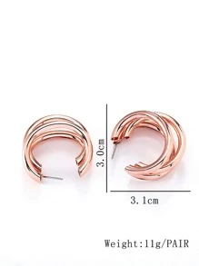 1pair Fashion Layered Cuff Hoop Earrings For Women For Daily Decoration - Rose Gold - View 3