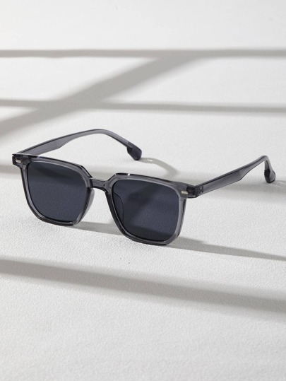 زوج واحد من نظارات الرجال الكلاسيكية المربعة الرمادية للأزياء، إكسسوارات ملابس يومية للصيف والشاطئ والرحلات والأنشطة الخارجية