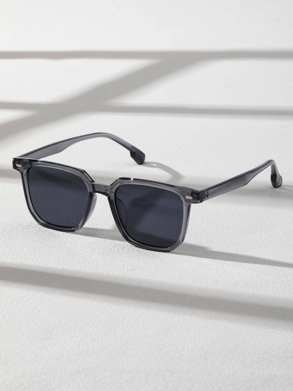 زوج واحد من نظارات الرجال الكلاسيكية المربعة الرمادية للأزياء، إكسسوارات ملابس يومية للصيف والشاطئ والرحلات والأنشطة الخارجية