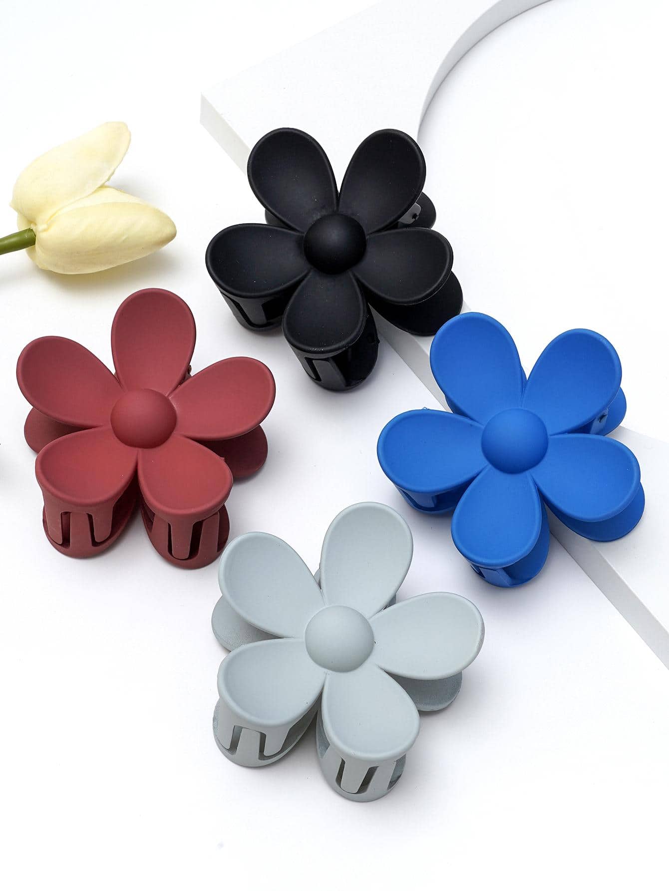 4入組女士花朵設計時尚髮爪適用於頭髮裝飾用品 - 彩色 - 查看 1