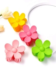 4入組女士花朵設計時尚髮爪適用於頭髮裝飾用品 - 彩色 - 查看 1