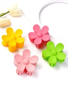4入組女士花朵設計時尚髮爪適用於頭髮裝飾用品 - 彩色 - 查看 2
