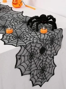 1 Máy Tính Màu Đen Mạng Nhện Bàn Chạy/Khăn Trải Bàn Cho Tiệc Kinh Dị Halloween, Bàn Ăn, Trang Trí Lò Sưởi - màu đen - Xem 2
