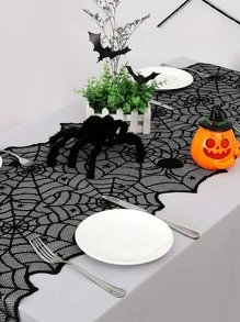 1 Máy Tính Màu Đen Mạng Nhện Bàn Chạy/Khăn Trải Bàn Cho Tiệc Kinh Dị Halloween, Bàn Ăn, Trang Trí Lò Sưởi - màu đen - Xem 8