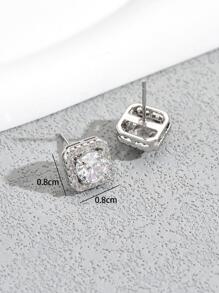 1 Quyến Rũ Đính Đá Cubic Zirconia Vuông Bông Tai Nữ Cho Tai Trang Trí Trang Sức Đồng - Bạc - Xem 3