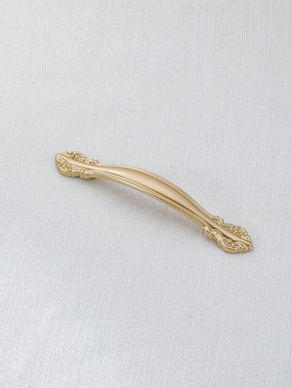 1pc Aluminum Alloy Drawer Pull, Modern Gold Scroll Textured Drawer Handle For Home