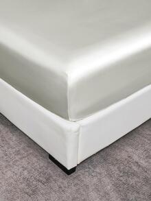 1pc Solid Color Fitted Sheet, Minimalist Fabric Fitted Sheet For Home - Beige - View 3