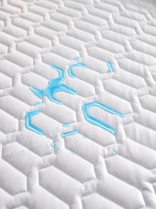 1pc Solid Color Waterproof Fitted Sheet, Modern Fabric Soft Stretchy Fitted Bottom Sheet For Bedroom