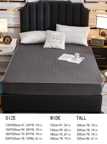 1pc Solid Color Waterproof Fitted Sheet, Modern Fabric Soft Stretchy Fitted Bottom Sheet For Bedroom