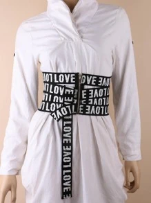 1入組女士字母圖案時尚皮帶適用於衣物裝飾 - 黑與白 - 查看 1