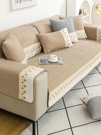 1入組羽毛刺繡沙發巾現代滌綸沙發套毛毯適合家用