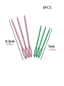6Pcs Plastic Needles Crochet Hooks Wool Yarn Needle Children DIY Sweater Weaving Tools Accessory - Multicolor - View 4