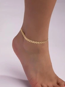 A Fashionable Metal Beach Vacation Style Chain Anklet, Metallic Chain Foot Jewelry - Yellow Gold - View 1
