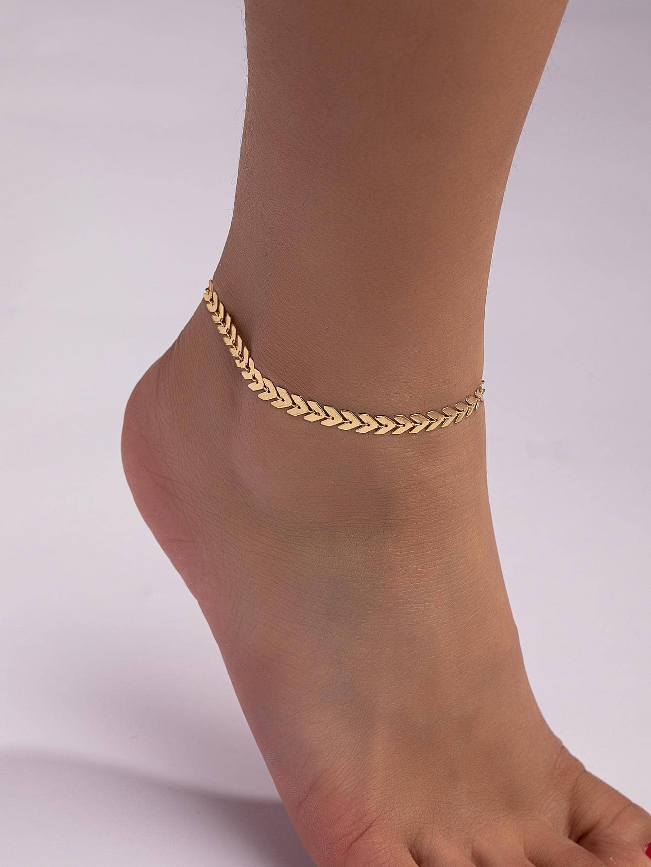 A Fashionable Metal Beach Vacation Style Chain Anklet, Metallic Chain Foot Jewelry - Yellow Gold - View 1