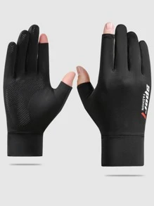 1 par Guantes seda de hielo protección solar anti deslizante pesca deportivo - Negro - Ver 1