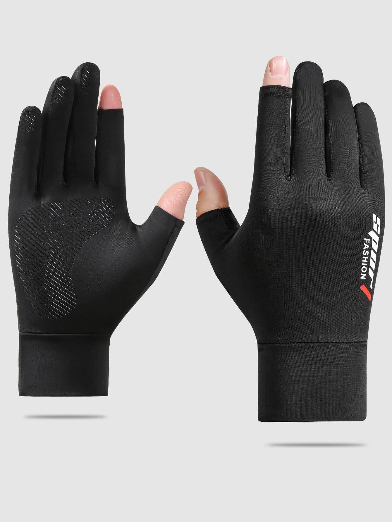 1 par Guantes seda de hielo protección solar anti deslizante pesca deportivo - Negro - Ver 1
