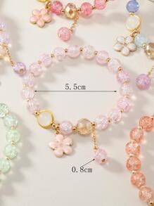 Set da 6 braccialetti alla moda con charm floreali e perline, per donne, come regalo per San Valentino